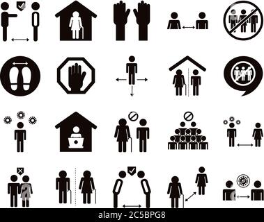 Bündel von Abstand sozialen Set Symbole Vektor Illustration Design Stock Vektor