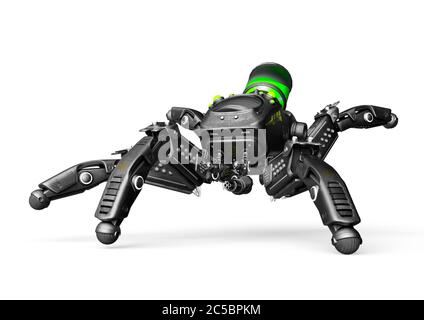 spinne mech im weißen Hintergrund zu Fuß, 3d-Illustration Stockfoto