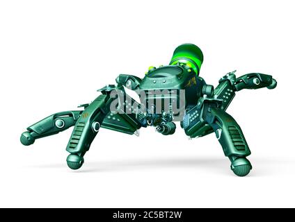 spinne mech im weißen Hintergrund zu Fuß, 3d-Illustration Stockfoto