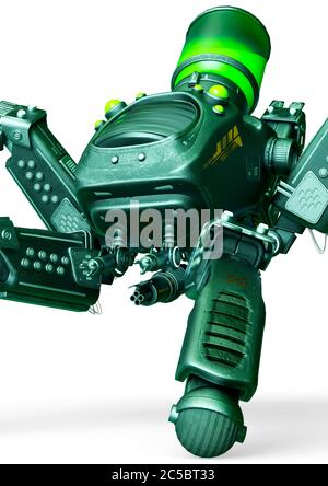 spider mech in weißem Hintergrund Nahaufnahme, 3d-Illustration Stockfoto