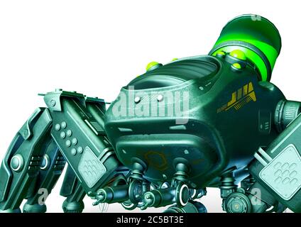 spinne mech in weißem Hintergrund, 3d-Illustration Stockfoto