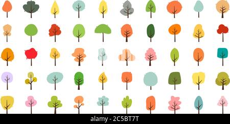 Satz von farbigen Baumsymbolen Stock Vektor