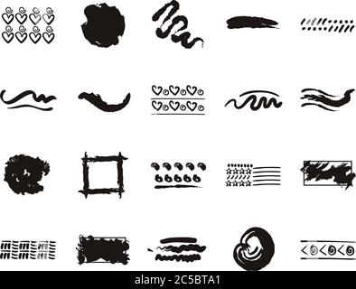 Bündel von kreativen Design mit Pinsel Striche Symbole Vektor Illustration Design Stock Vektor
