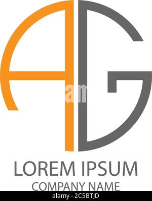 Circle AG Logo Buchstaben Design Konzept in orange und schwarz Farben Stock Vektor