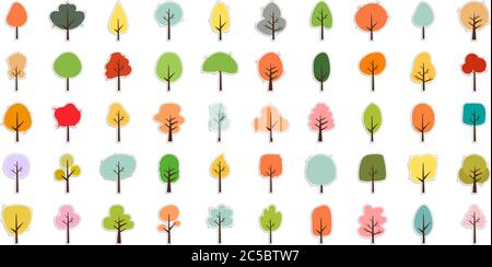 Satz von farbigen Baumsymbolen Stock Vektor