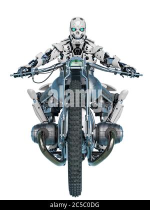 android ist ein Motorrad fahren, 3d-Illustration Stockfoto