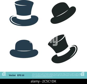 Retro Hat Set Icon Vektor Logo Vorlage Illustration Design. Vektor EPS 10. Stock Vektor