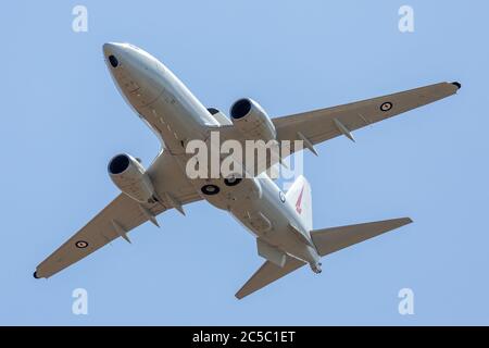 Royal Australian Air Force (RAAF) Boeing E-7A Wedgetail A30-001 zweimotorige Frühwarn- und Kontrollflugzeuge der RAAF Base Williamto Stockfoto