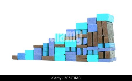 Isolierte Blocktreppen, die ins nichts führen, isoliert auf Weiß Stockfoto