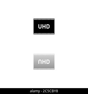 Fernseher Ultra HD. Schwarzes Symbol auf weißem Hintergrund. Einfache Illustration. Symbol Für Flachen Vektor. Spiegelungsschatten. Kann in Logo, Web, Mobile und U verwendet werden Stock Vektor