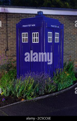 Eine alte fahioned Polizei-Call-Box in einem erhaltenen Zustand in Wetherby Polizeistation in West Yorkshire Stockfoto