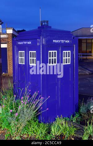 Eine alte fahioned Polizei-Call-Box in einem erhaltenen Zustand in Wetherby Polizeistation in West Yorkshire Stockfoto