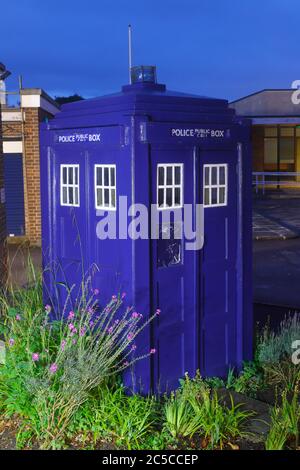 Eine alte fahioned Polizei-Call-Box in einem erhaltenen Zustand in Wetherby Polizeistation in West Yorkshire Stockfoto