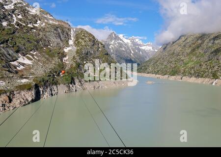 Der Grimselsee am Grimselpass, ein Stausee am Kopfende der Aare im Kanton Bern. Stockfoto