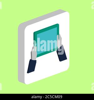 Einfaches Vektorsymbol für das Tablet mit Handgriff. Illustration Symbol Design Vorlage für Web mobile UI Element. Perfekte Farbe isometrisches Piktogramm auf 3d weiß aufhört Stock Vektor