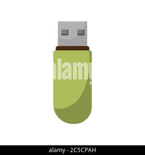 USB-Flash-Speicher-Laufwerk auf weißem Hintergrund. Vektor-Illustration in trendigen flachen Stil. Stock Vektor