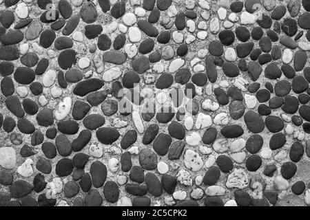 Kieselsteinfußboden. Hintergrund und Textur Stockfoto