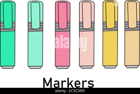 Marker Vektor-Illustration. Briefpapier Filzstift auf weißem Hintergrund Stock Vektor
