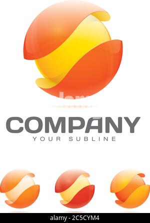 Abstract Firmenlogo Template - Kugel in Schutzhülle. Farbvariationen von gelb, rot und orange Stock Vektor