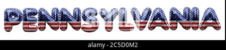 Pennsylvania USA Staat Sterne und Streifen Folienballon Wort. 3D-Rendering Stockfoto