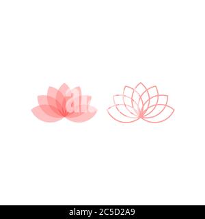 Lotus oder Seerose Blüte rosa florale Design für Logo. Yoga oder Spa Vektor Symbol. Stock Vektor