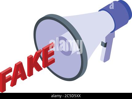 Fake Megaphon News-Symbol, isometrischen Stil Stock Vektor