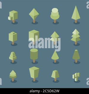 Bäume gesetzt. Isometrischer Vektor Stock Vektor