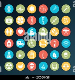 Vector Medical Icons 36 Set Stock Vektor