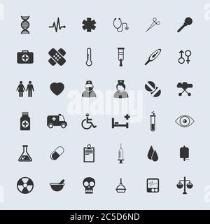 Vector Medical Icons 36 Set Stock Vektor