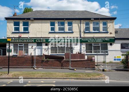 Sheffield UK – Mai 14 2020: Der legendäre Shiregreen Club, Heimat des Full Monty, wurde geschlossen und soll in Shiregreen abgerissen werden Stockfoto