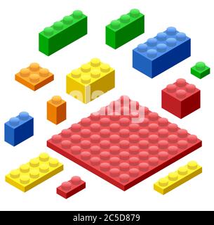 Isometrische Kunststoffbausteine und -Fliesen Stock Vektor