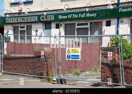 Sheffield UK – Mai 14 2020: Der legendäre Shiregreen Club, Heimat des Full Monty, wurde geschlossen und soll in Shiregreen abgerissen werden Stockfoto
