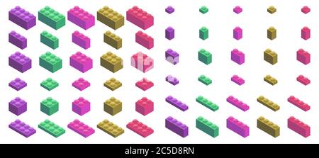 Isometrische Kunststoffbausteine und -Fliesen Stock Vektor