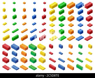 Isometrische Kunststoffbausteine und -Fliesen Stock Vektor