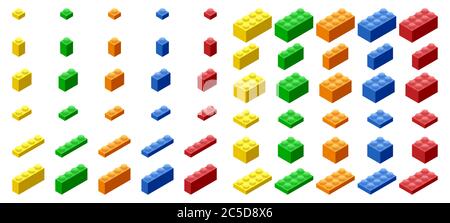 Isometrische Kunststoffbausteine und -Fliesen Stock Vektor