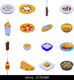 Griechenland Food Icons Set, isometrischer Stil Stock Vektor