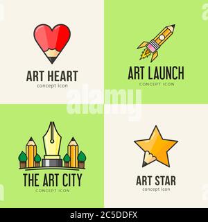 Satz von Kunst Konzept-Icons Stock Vektor