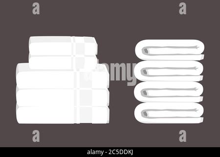 Stapel sauberer weißer Handtücher, isoliert auf Weiß. Vektorgrafik Stock Vektor