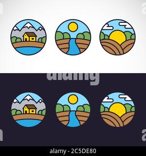 Vorlage Für Logo-Vorlage Für Naturlandschaft Stock Vektor