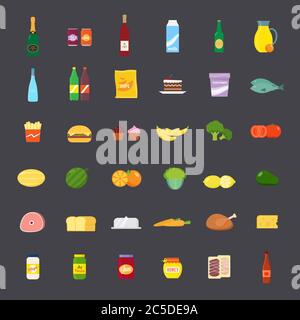 Symbol für Speisen und Getränke im flachen Stil Stock Vektor