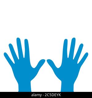 Hände in medizinischen Gummihandschuhen, Schutz vor Viren und Bakterien. Flache Darstellung, Vektor Stock Vektor
