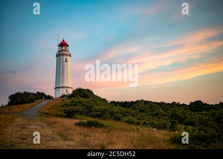 06-25-2020 Insel Hiddensee, Mecklenburg Vorpommern, Deutschland, Leuchtturm auf dem 'Dornbusch' Stockfoto