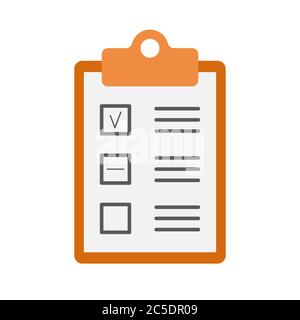 Zwischenablage mit Checkliste-Symbol. Flache Abbildung auf weißem Hintergrund Stock Vektor