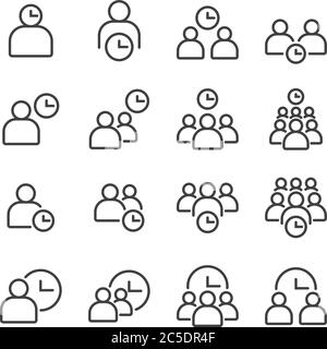 Einfache Reihe von Business People Related Vector Flat Line Icons. Enthält z. B. Zeitmanagement, Organisation, Gemeinschaft, Personengruppe oder Person und Stock Vektor