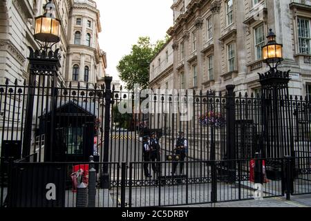 Eingang der Downing Street in London, 26. Juli 2014. Stockfoto