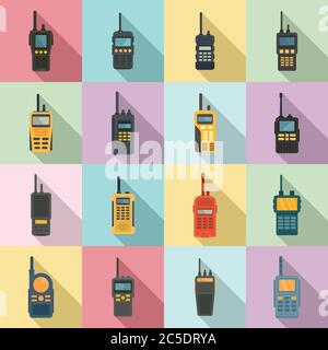 Walkie Talkie-Symbole gesetzt. Flacher Satz von Walkie Talkie Vektor-Symbole für Web-Design Stock Vektor