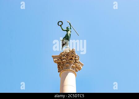 Blick auf das Dewey Monument, Union Square, San Francisco Stockfoto