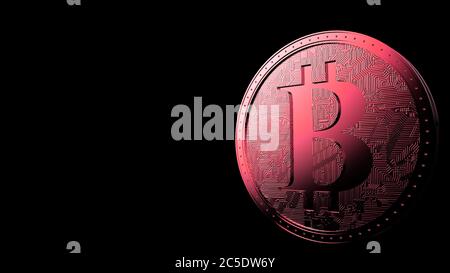 Rote Bitcoin Goldmünze isoliert mit schwarzem Hintergrund Bit-Münze 3d Rendern isolierte Illustration, Kryptowährung, Krypto, Geschäft, Management, Risiko, mone Stockfoto