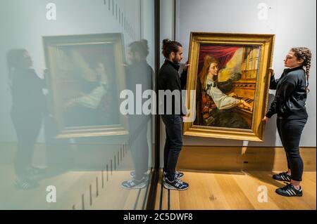 London, Großbritannien. Juli 2020. Flämische Schule, Saint Cecilia, est £12-15,000 - Alte Meisterbilder Verkaufsvorschau in der Bonhams New Bond Street. Kredit: Guy Bell/Alamy Live Nachrichten Stockfoto