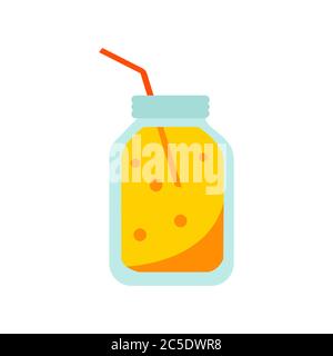 Erfrischende Sommergetränk in trendigen flachen Stil isoliert. Stock Vektor